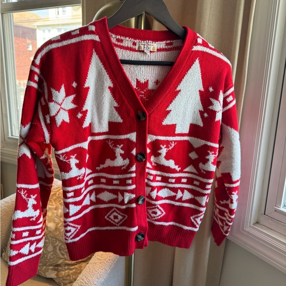 NWOT Merry Christmas By Poof Red and White Festive Sweater | Small - Picture 2 of 6